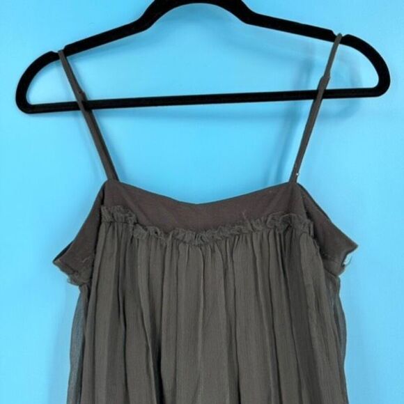 La Rok Sleeveless Lined Spaghetti Strap Sheer Tank Top Black Medium Asymmetrical - Picture 6 of 12
